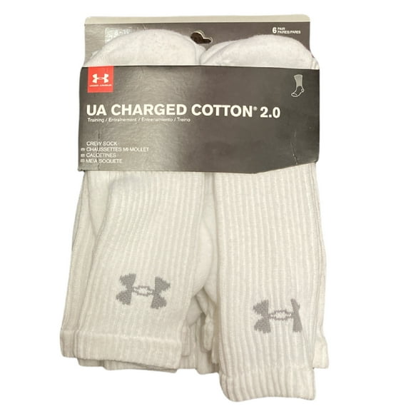 Under Armour Men's Comfortable Moisture Wicking Training Cotton Crew Socks White, L(8-12)