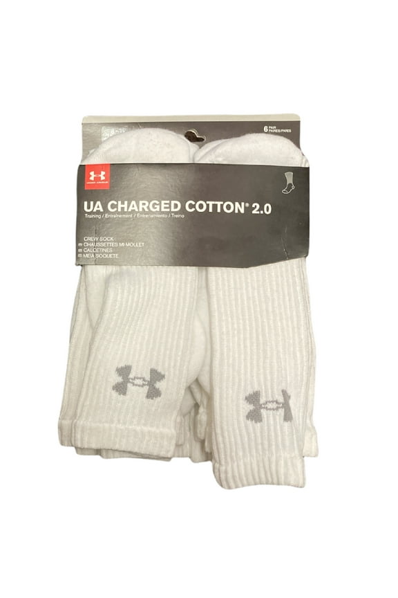 Men's Comfortable Moisture Wicking Training Cotton Crew Socks White, L(8-12)