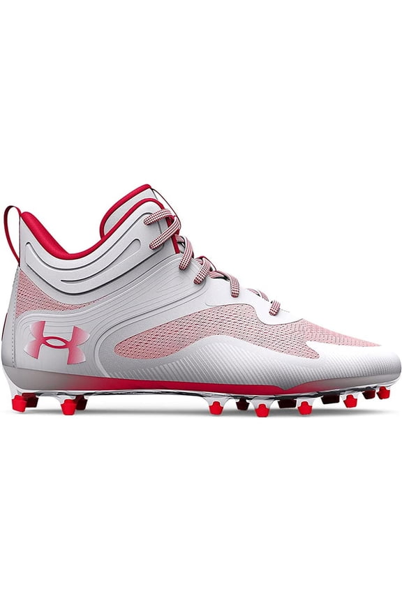 Men's Command MC Mid Lacrosse Cleats White/Red/Red - 3025639-101