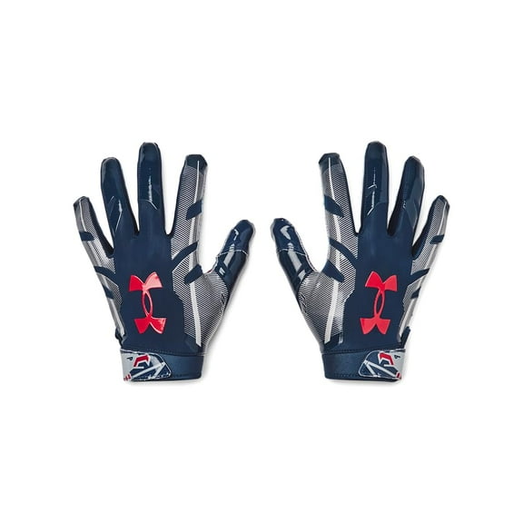 Under Armour Men's F8 Novelty Football Gloves, (409) Academy/Steel/Red, X-Large