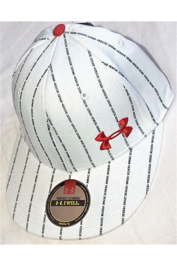 Men's Fitted Flat Brim Cap, Size 6 7/8, White