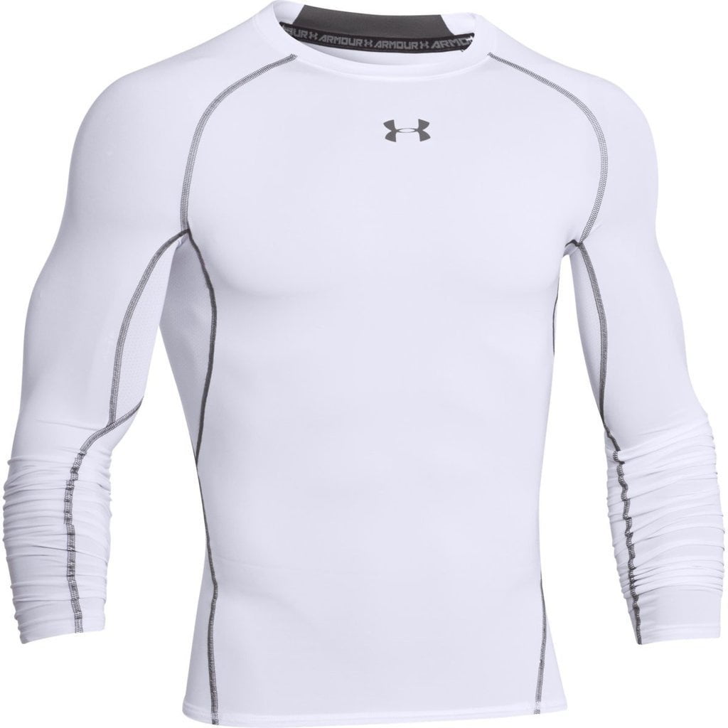Under Armour Men's HeatGear Armour Compression Long-Sleeve T-Shirt, White  (100)/Graphite, XX-Large 