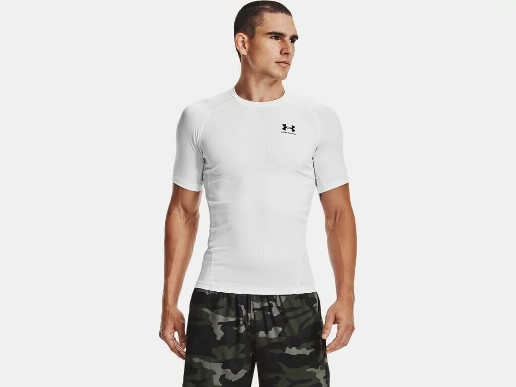 Under Armour Men's HeatGear Armour Compression Short Sleeve Shirt  1361518-100 White 
