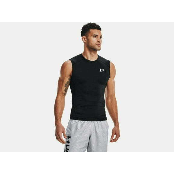Under Armour Men's HeatGear Armour Compression Sleeveless Shirt 1361522-001 Black