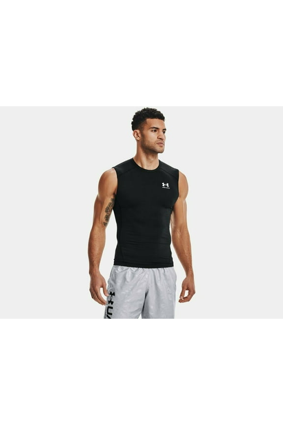 Under Armour Men's HeatGear Armour Compression Sleeveless Shirt 1361522-001 Black
