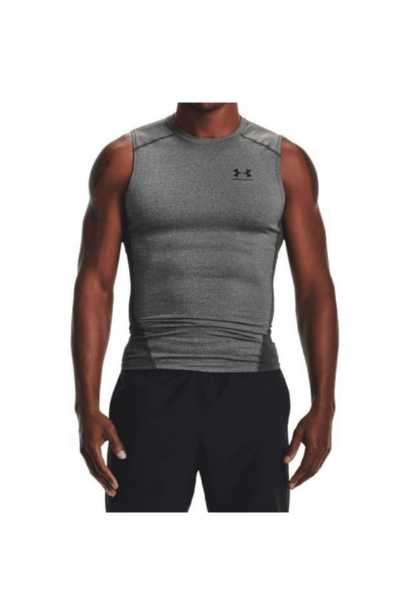 Men's HeatGear Armour Compression Sleeveless Shirt 1361522-090 Carbon Heather