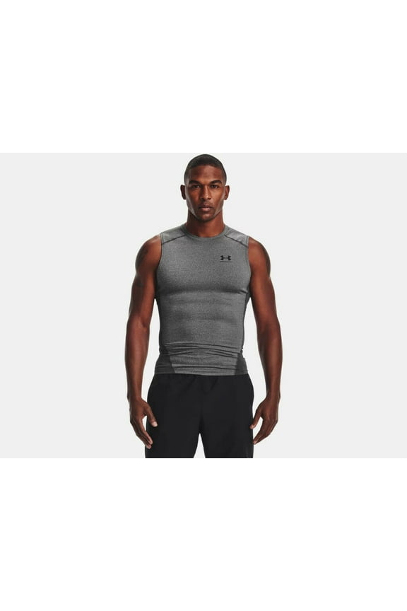 Men's HeatGear Armour Compression Sleeveless Shirt 1361522-090 Carbon Heather