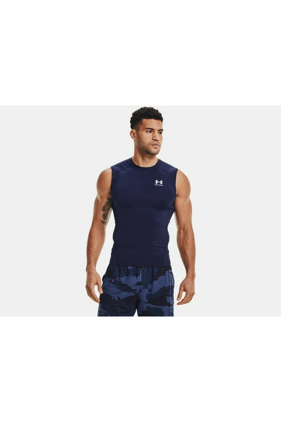 Men's HeatGear Armour Compression Sleeveless Shirt 1361522-410 Navy