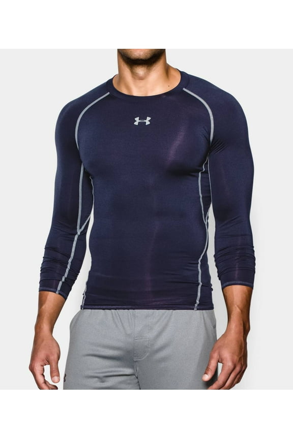 Men's HeatGear Armour Long Sleeve Compression Shirt 1257471-410 Midnight Navy