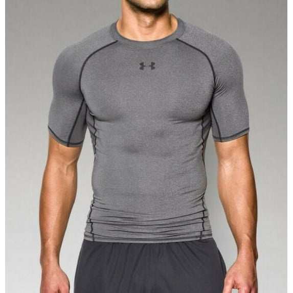 Under Armour Men's HeatGear Armour Short Sleeve Compression Shirt 1257468-090 Carbon Heather