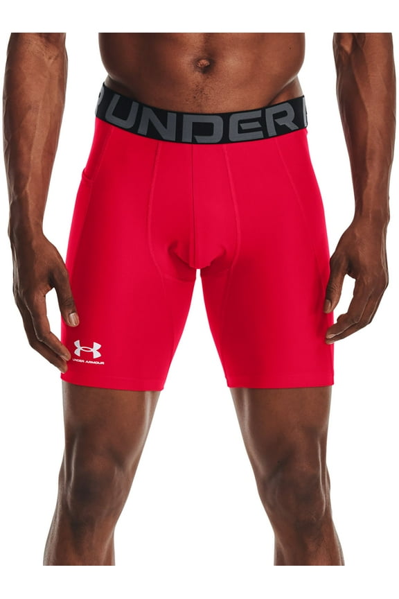 Men's HeatGear Compression 6\&q; Shorts (Red/White, L)