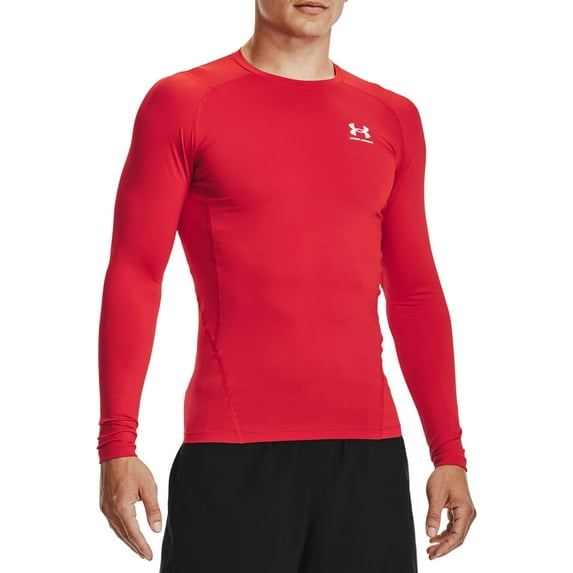 Under Armour Men's HeatGear Compression Long Sleeve Shirt (Red/White/Black, XS)