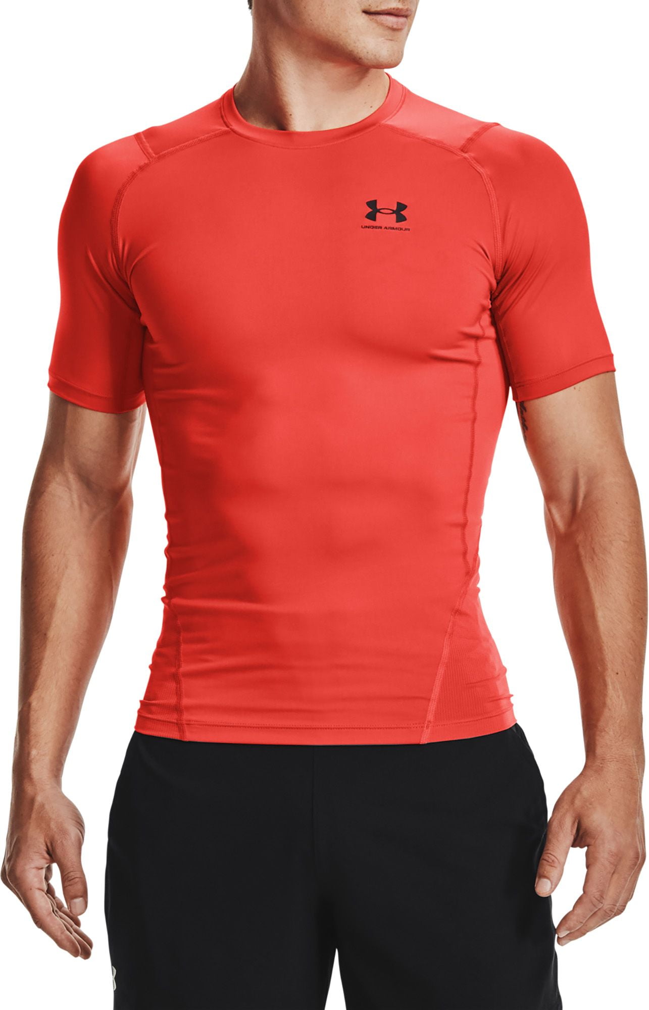Under Armour Men's HeatGear Compression T-Shirt (Dark Orange/Black