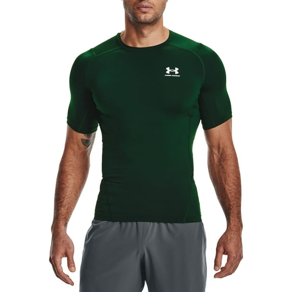 Under Armour Men's HeatGear Compression T-Shirt (Forest Green/White, S)
