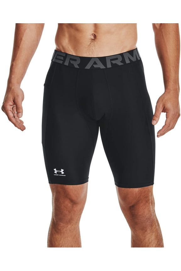 Men's HeatGear Long Compression 9\&q; Shorts (Black/Pitch Gray, 4XL)