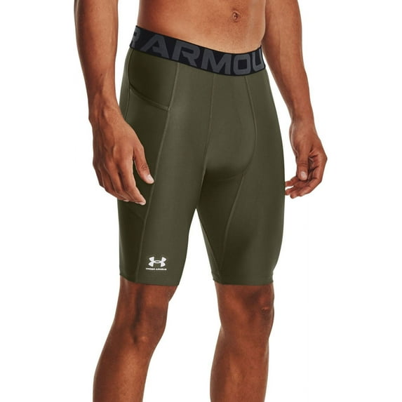 Under Armour Men's HeatGear Long Compression 9\&q; Shorts (Marine Od Green/White, XXXL)