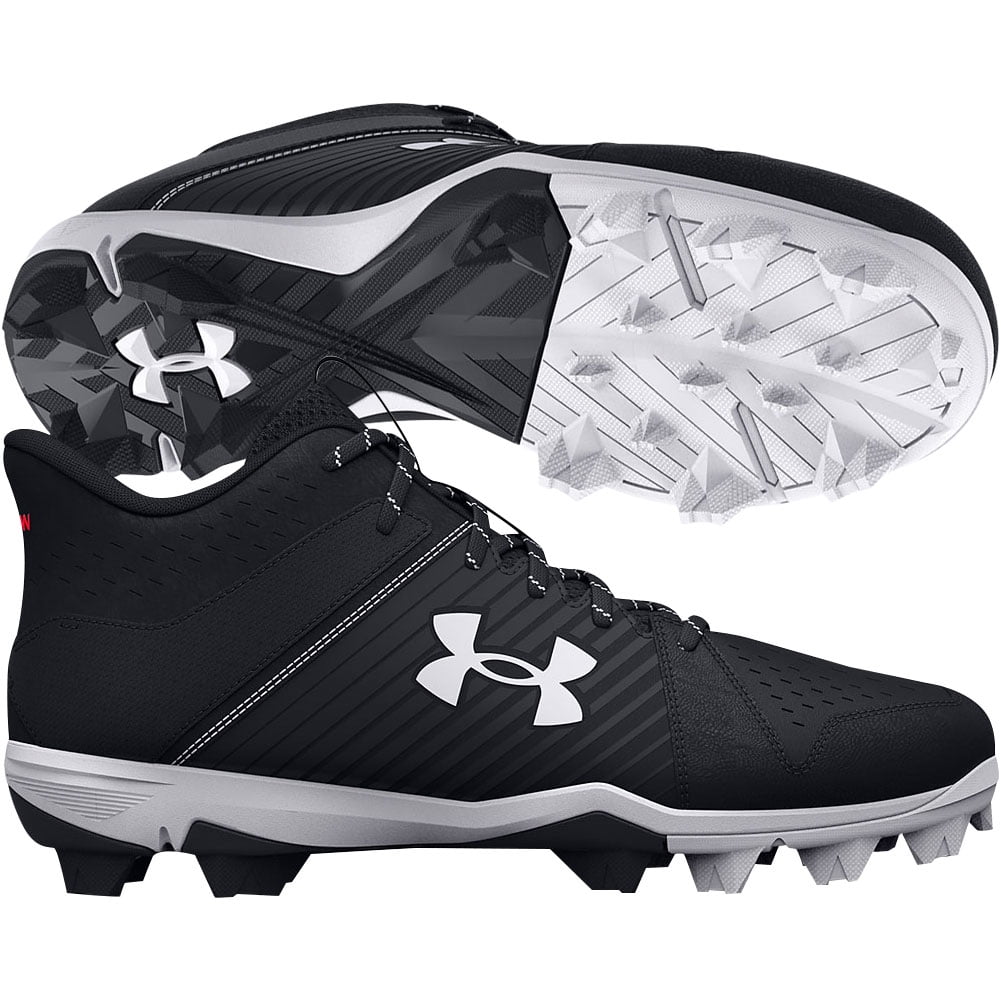 Under Armour Men's Leadoff Mid Rm Molded Baseball Cleats Black/White ...