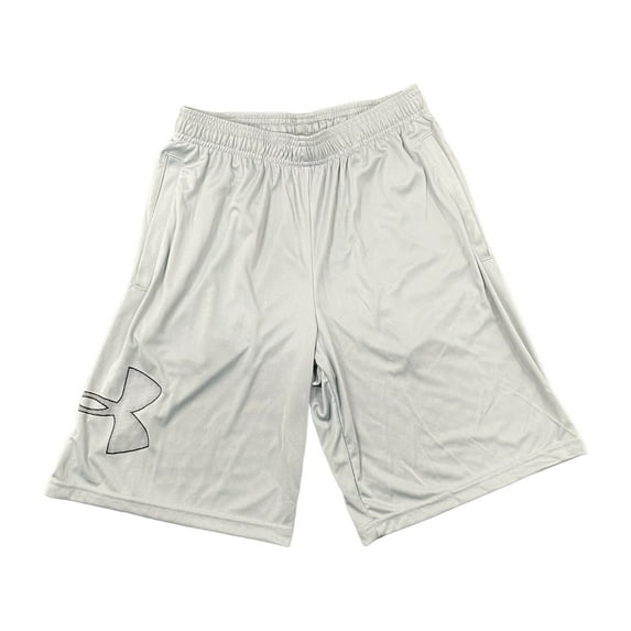Under Armour Men's Lightweight Tech Graphic Shorts (Light Grey/Black, XL)