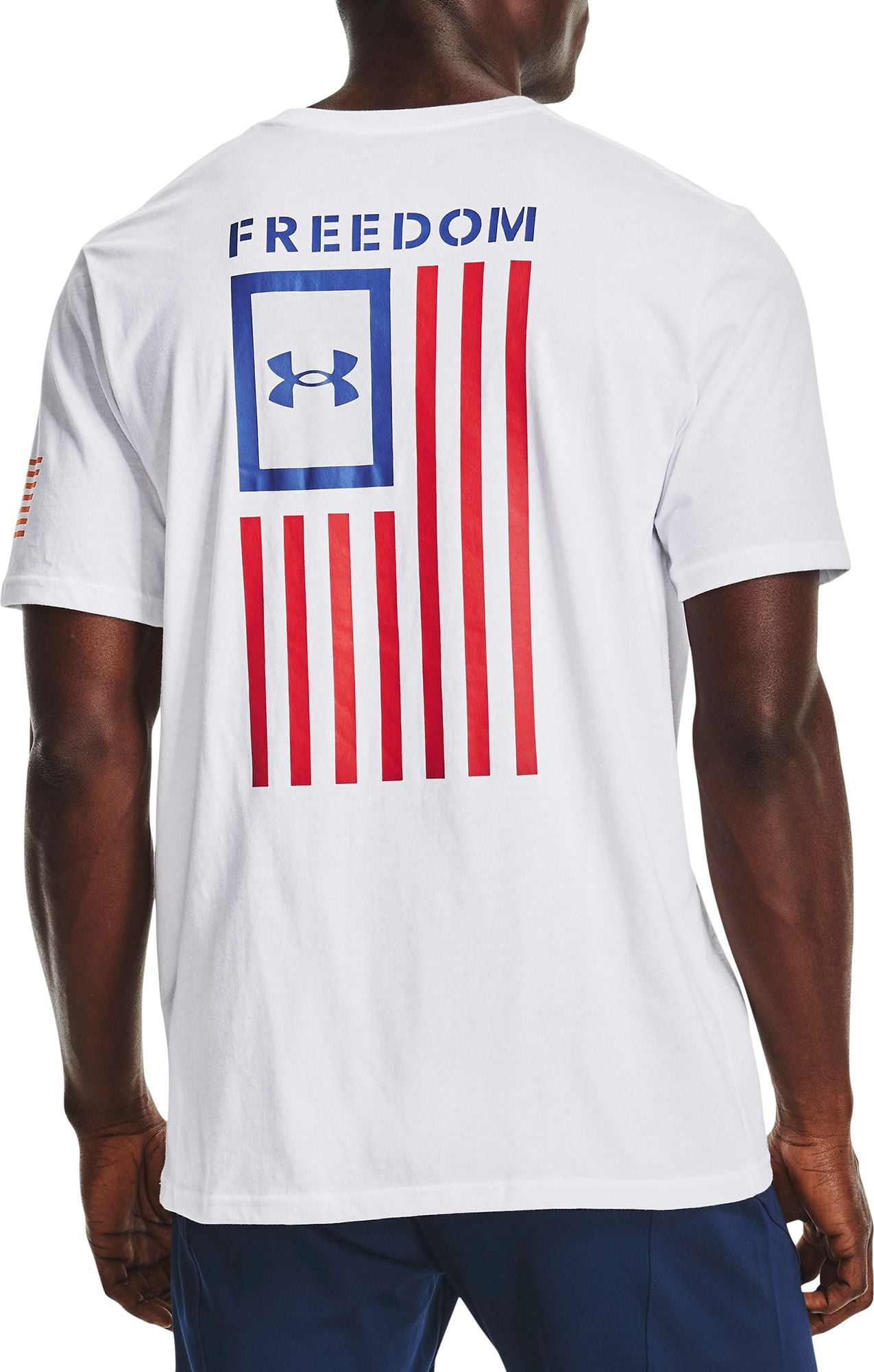 ☆FREEDOM☆ Freedom Arch Logo Semi Overfit T-Shirt White Red Under Armour Men's New Freedom Flag Graphic T-Shirt (White