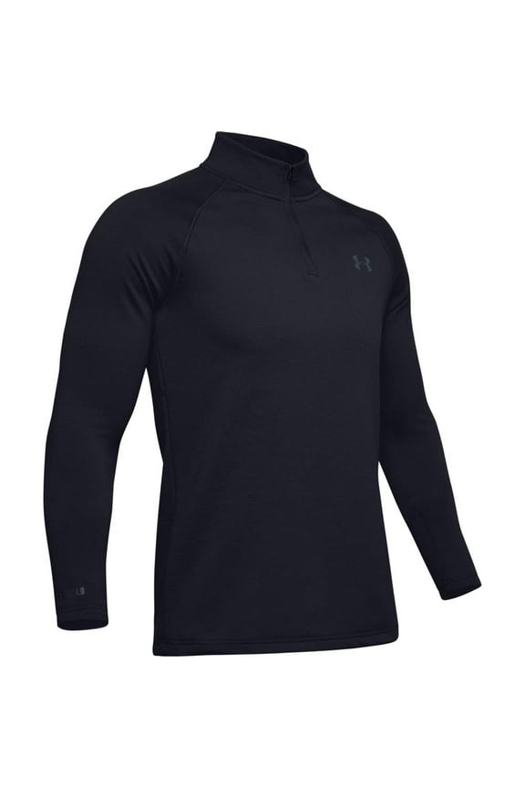 Men Quarter-Zip Long-Sleeve Pullover, Black/Pitch Gray 2XL