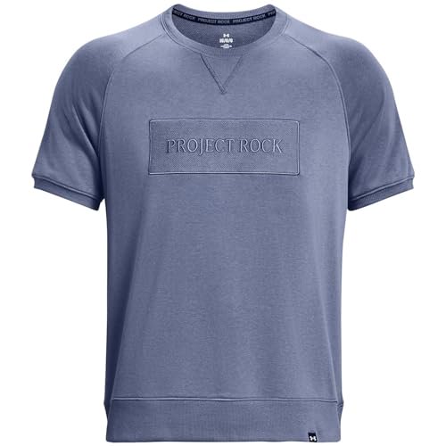 Under Armour Men's Project Rock Short Sleeve Terry Gym Top, Blue, Small