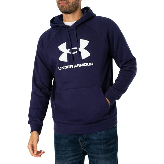 Men's Under Armour Rival Fleece Big Logo Hoodie Color: Midnight Navy Size: XXL