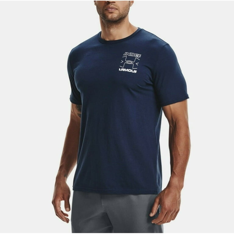 Under Armour Men's Size Branded Crop Short Sleeve T-Shirt Navy