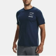 Under Armour Men's Size Branded Crop Short Sleeve T-Shirt Navy Cotton Blend
