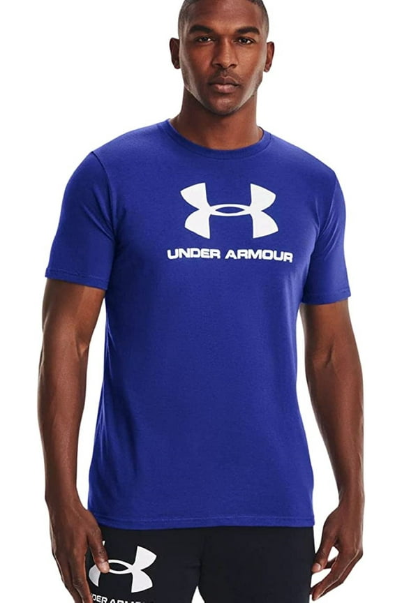 Men's Sportstyle Logo Tee Loose Blue Short-Sleeve T-Shirt (M)