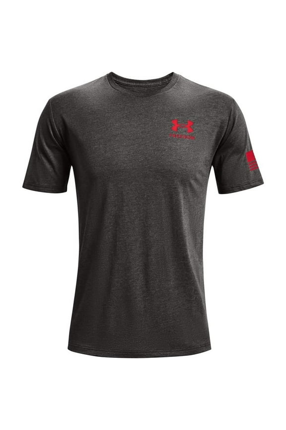 Men's T-Shirt UA Freedom Flag Athletic Short Sleeve Tee 1370810, Charcoal / Red, L