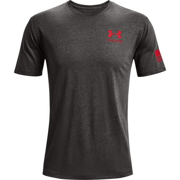 Under Armour Men's T-Shirt UA Freedom Flag Athletic Short Sleeve Tee 1370810, Charcoal / Red, XL