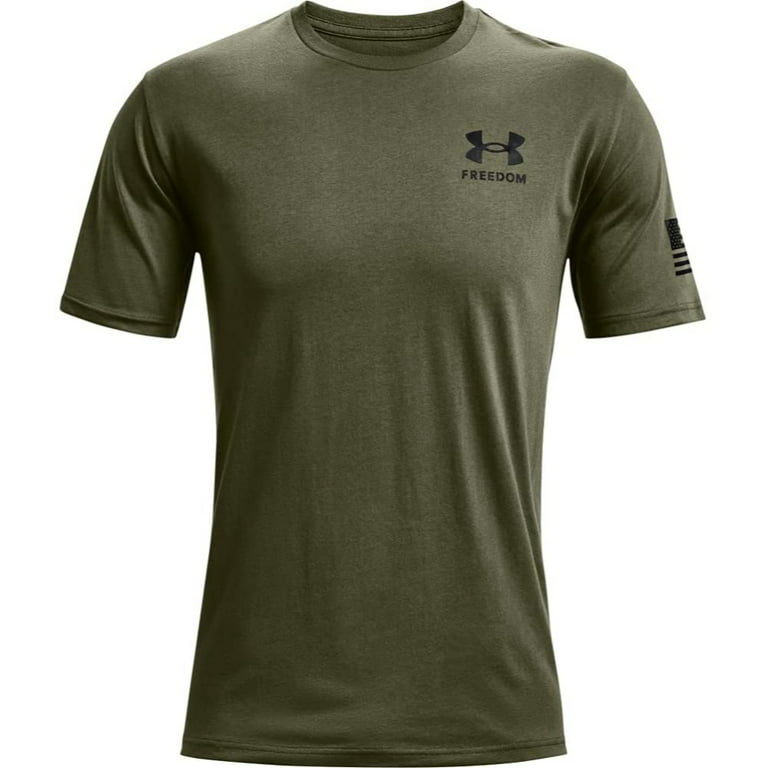 Under Armour Men's T-Shirt UA Freedom Flag Athletic Short Sleeve Tee  1370810, Marine Green / Black, M 