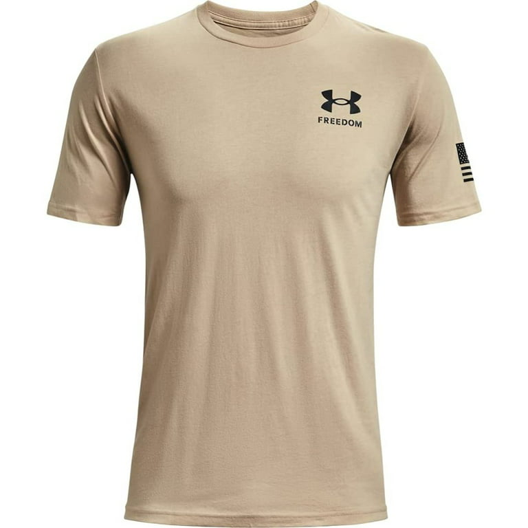 Under Armour Men's T-Shirt UA Freedom Flag Athletic Short Sleeve Tee  1370810, Sand / Black, XL