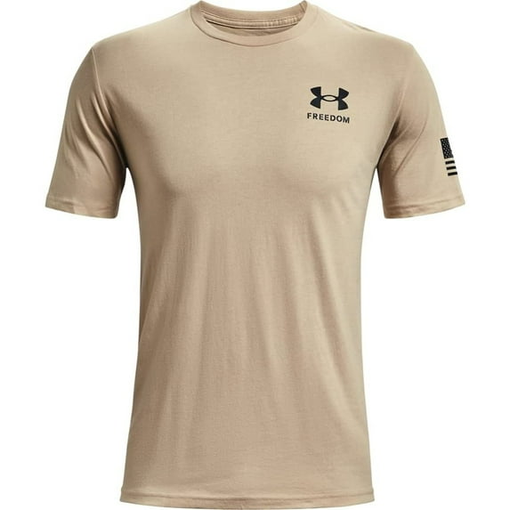 Under Armour Men's T-Shirt UA Freedom Flag Athletic Short Sleeve Tee 1370810, Sand / Black, XL