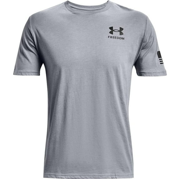 Under Armour Men's T-Shirt UA Freedom Flag Athletic Short Sleeve Tee 1370810, Steel / Black, XL