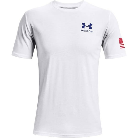 Under Armour Men's T-Shirt UA Freedom Flag Athletic Short Sleeve Tee 1370810, White / Royal, S