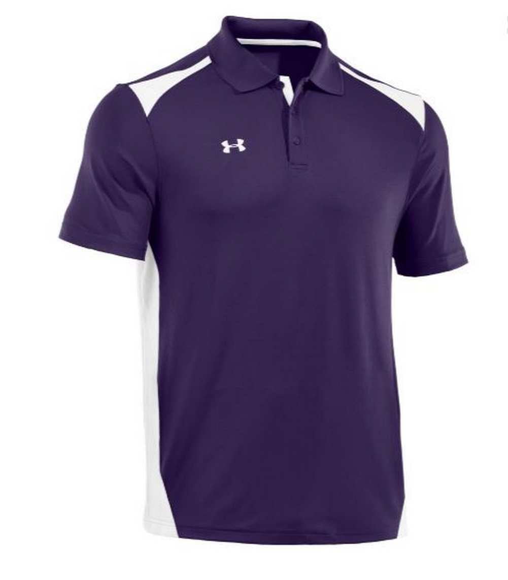 Purple under armour golf deals shirt