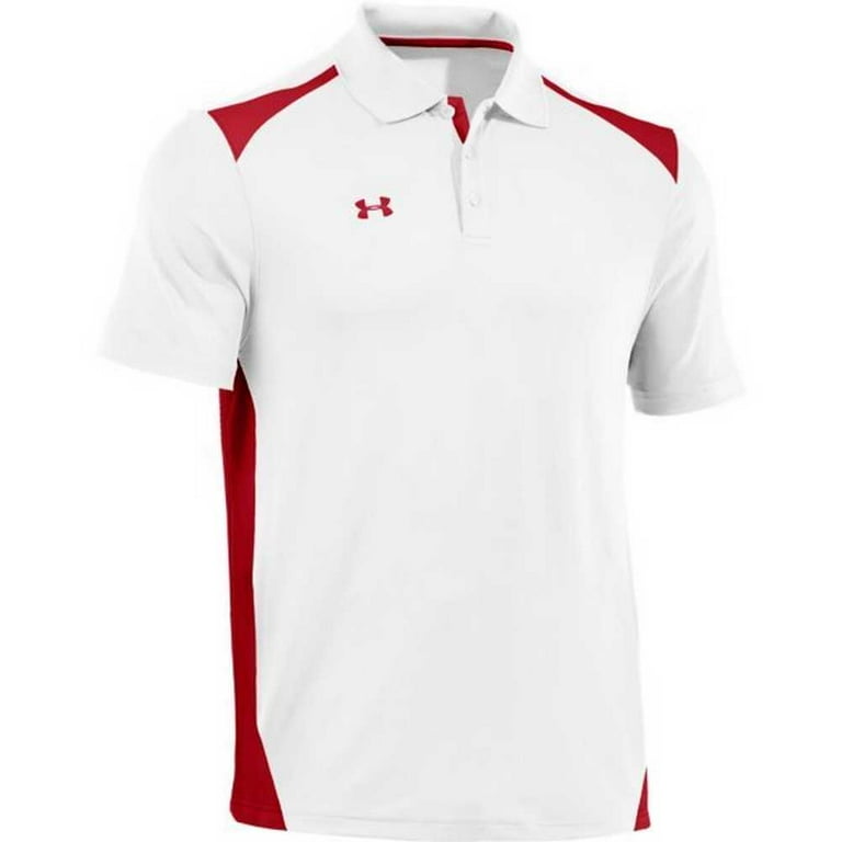 Under Armour Men s Team Colorblock Polo Golf Shirt 1243082 White Red S