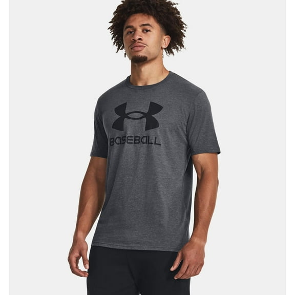 Under Armour Men's UA Baseball Icon Logo Short Sleeve T-Shirt 1379563-012 Pitch Gray Medium Heather/Black
