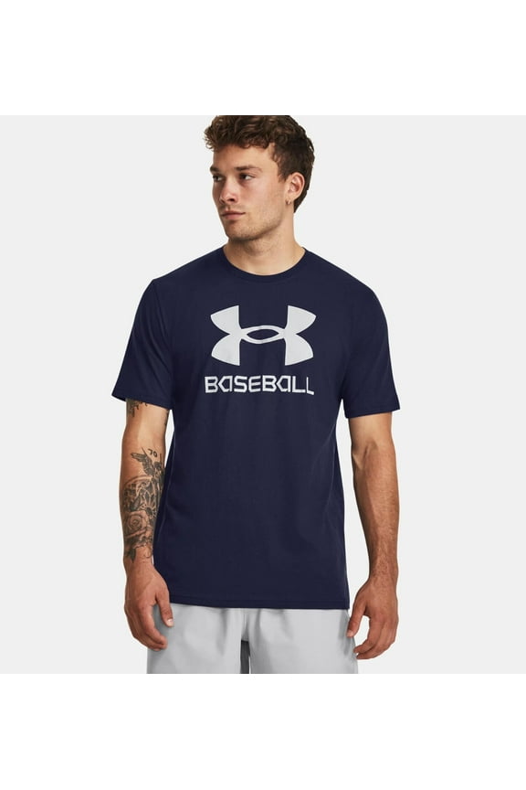 Men's UA Baseball Icon Logo Short Sleeve T-Shirt 1379563-410 Midnight Navy/Mod Gray