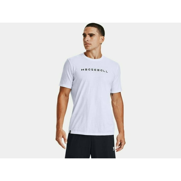 Under Armour Men's UA Baseball Wordmark Graphic T-Shirt 1356852-100 White