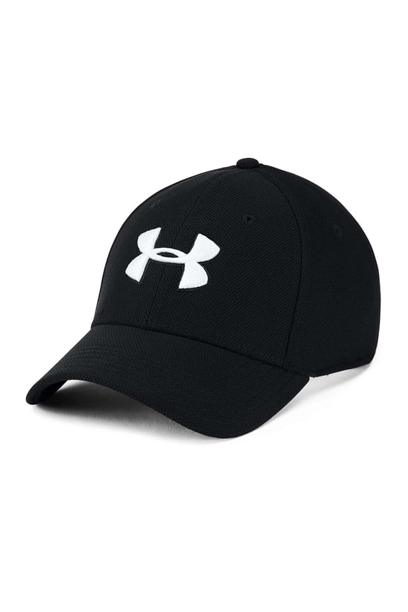 Men's UA Blitzing 3.0 Stretch Fit Cap Athletic Active Flex Hat, Black/White, S/M