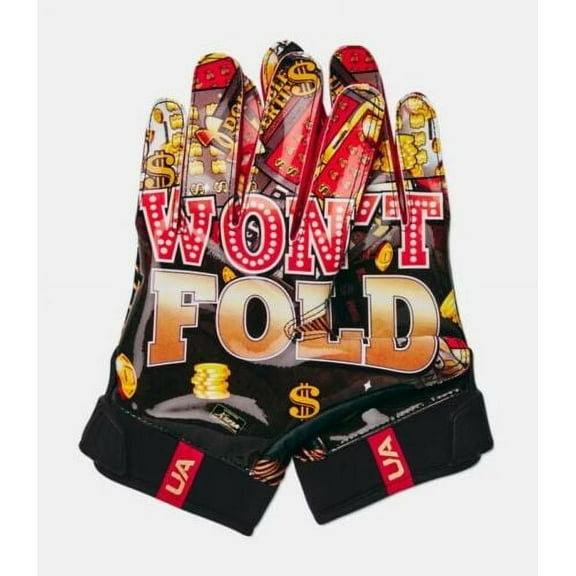 Under Armour Men's UA Blur Limited Edition Football Gloves 1360947-002 Black/Red/Metallic Faded Gold