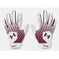 thumbnail image 1 of Under Armour Men's UA Clean Up Baseball Batting Gloves 1378764-106 White/Maroon, 1 of 2