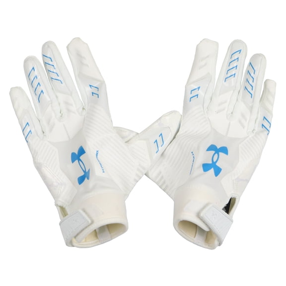 Under Armour Men's UA F9 Nitro Football Receiver Gloves X-Large White Blue