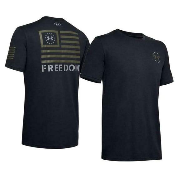 Under Armour Men's UA Freedom Banner T-Shirt Graphic Short Sleeve Tee, Black, L
