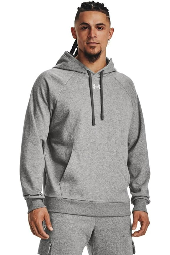 Men's UA Rival Fleece Hoodie Small Tall (025) Castlerock Light Heather / / White