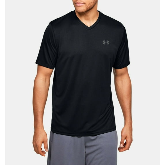 Under Armour SportStyie Men T-Shirt Velocity V-neck Short Sleeve Black Logo
