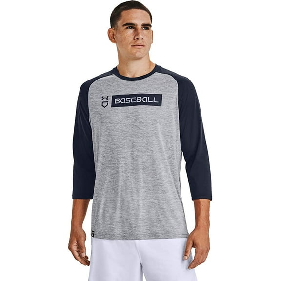 Under Armour Men's Utility 3/4 20 T-Shirt Steel Full Heather (038)/Midnight Navy 3X-Large