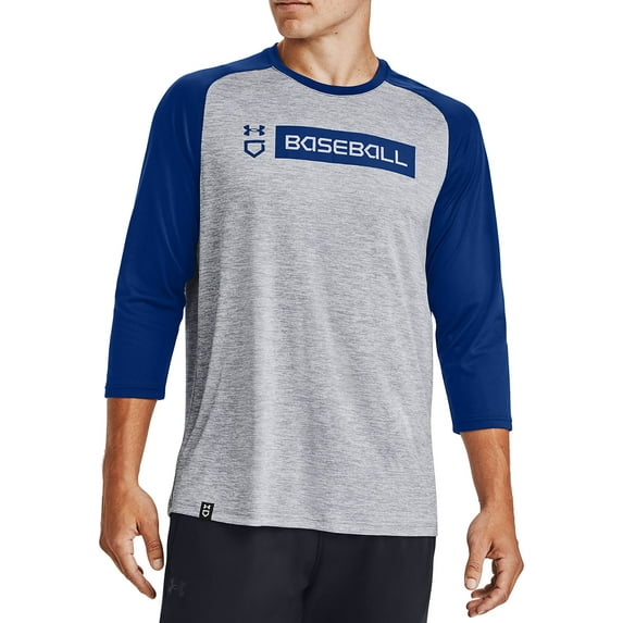 Under Armour Men's Utility 3/4 Sleeve Shirt (Grey/Royal, XXXL)